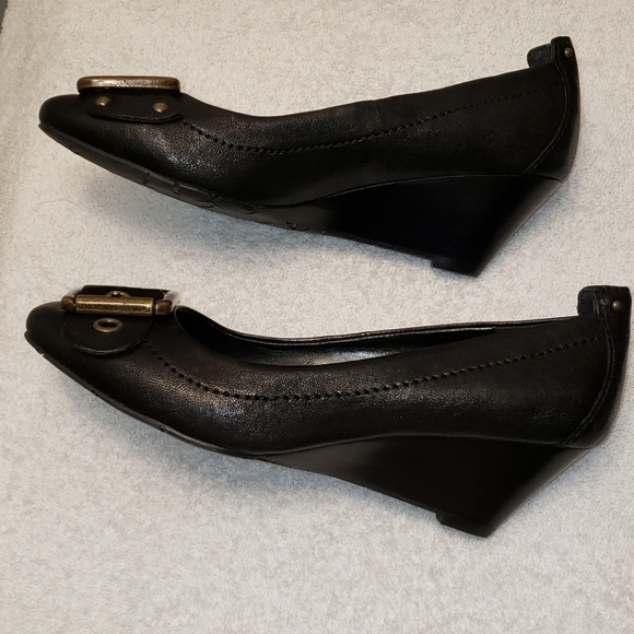 Jessica Simpson Ocho wedge heels,black leather, 7 - Picture 5 of 11